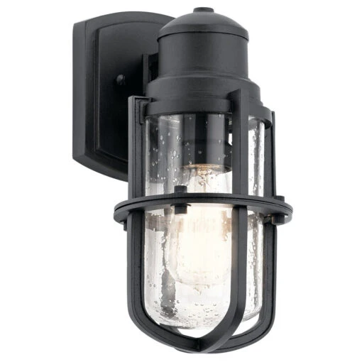 Suri 1 Light 11 Inch Textured Black Outdoor Wall, Small