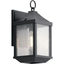 Springfield 1 Light 14 Inch Distressed Black Outdoor Wall, Small