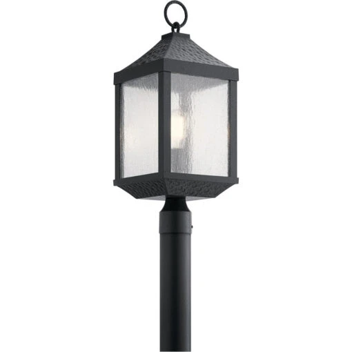Springfield 1 Light 23 Inch Distressed Black Outdoor Post Lantern