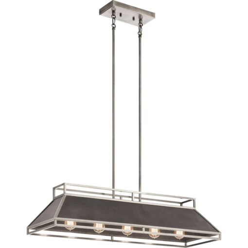 Grendel 5 Light 12 Inch Classic Pewter Chandelier Linear (Single) Ceiling Light