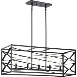 Sevan 5 Light 13 Inch Black Chandelier Linear (Single) Ceiling Light