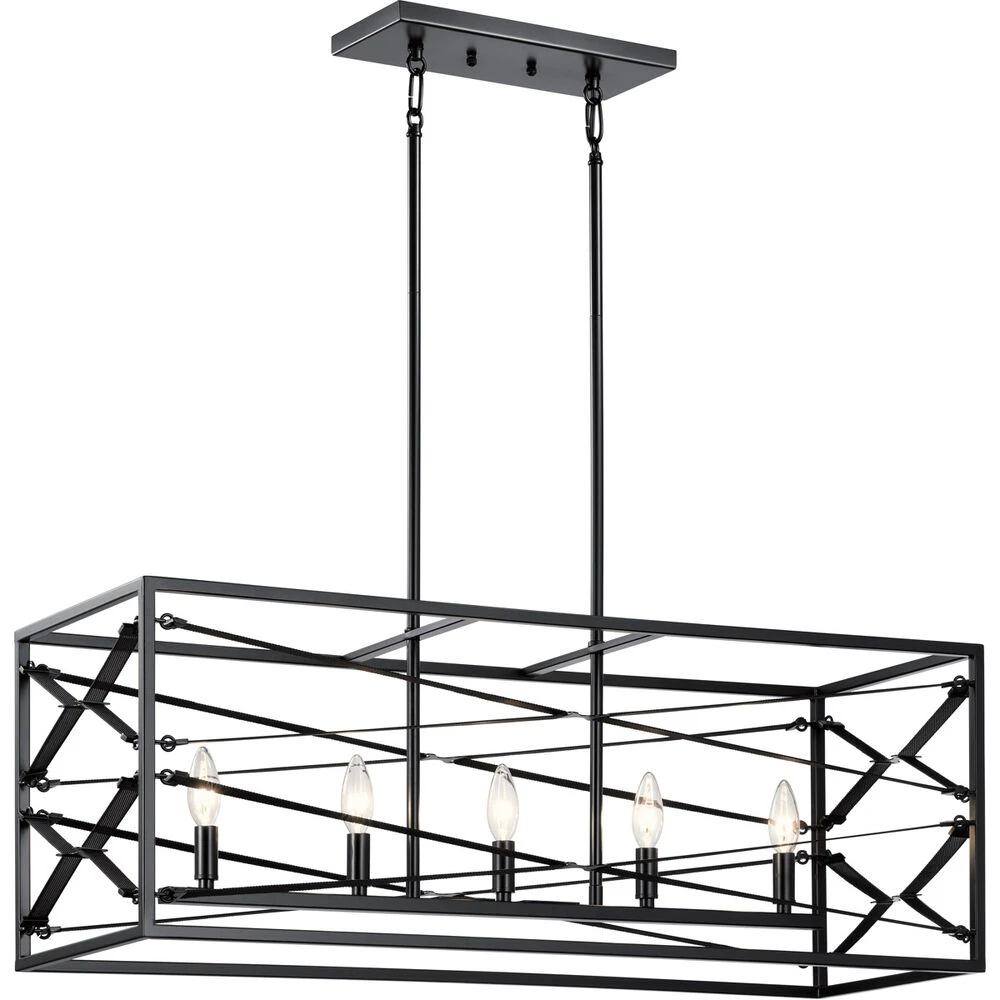 Sevan 5 Light 13 Inch Black Chandelier Linear (Single) Ceiling Light 1 Sevan 5 Light 13 Inch Black Chandelier Linear (Single) Ceiling Light