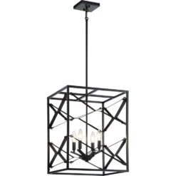 Sevan 4 Light 17 Inch Black Foyer Pendant Ceiling Light