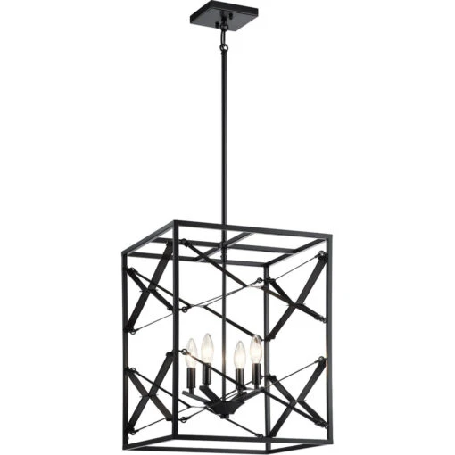 Sevan 4 Light 17 Inch Black Foyer Pendant Ceiling Light