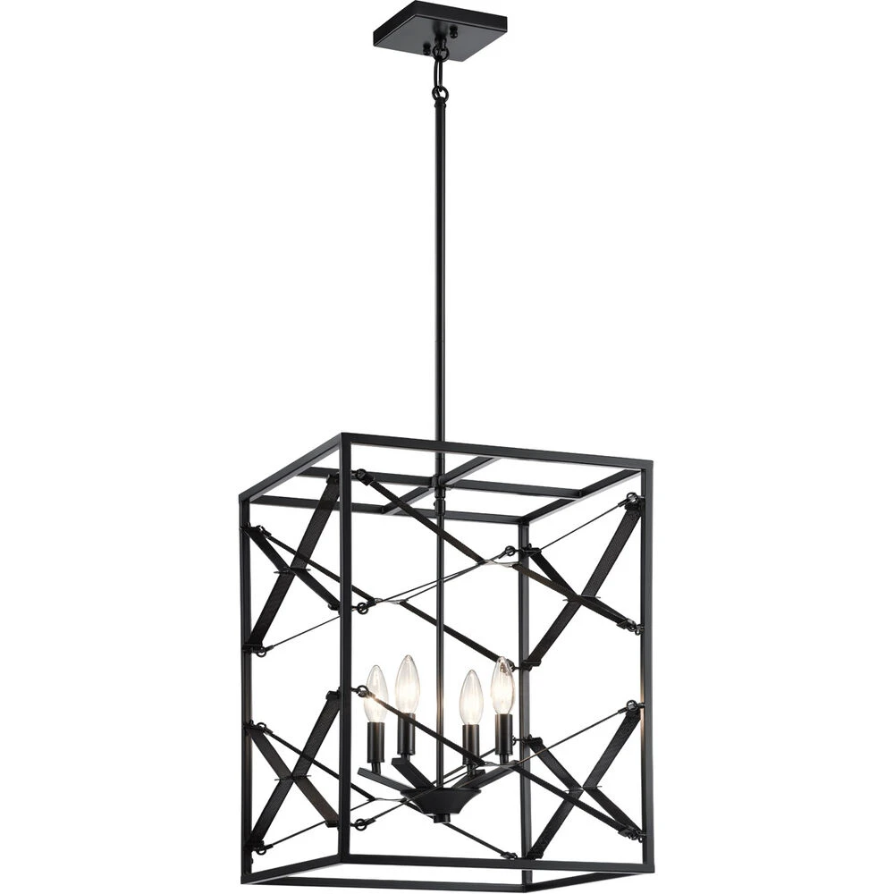 Sevan 4 Light 17 Inch Black Foyer Pendant Ceiling Light 1 Sevan 4 Light 17 Inch Black Foyer Pendant Ceiling Light