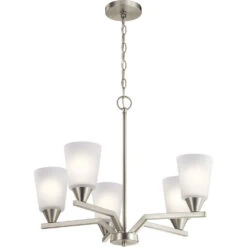 Skagos 5 Light 22 Inch Brushed Nickel Chandelier 1 Tier Small Ceiling Light, 1 Tier Small