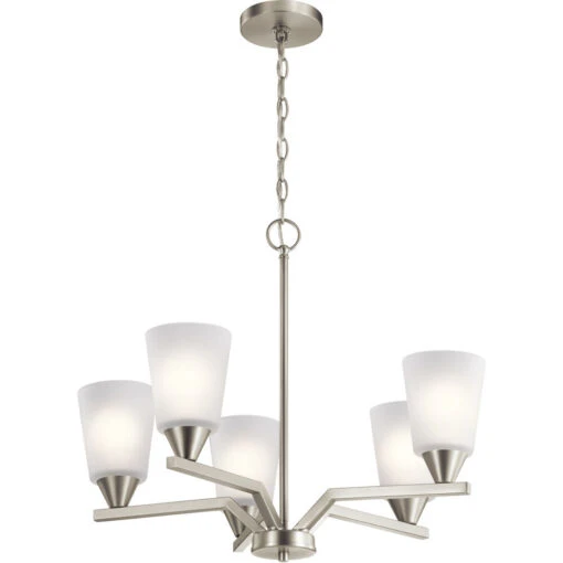 Skagos 5 Light 22 Inch Brushed Nickel Chandelier 1 Tier Small Ceiling Light, 1 Tier Small