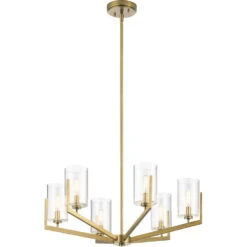 Nye 6 Light 28 Inch Brushed Natural Brass Chandelier 1 Tier Medium Ceiling Light, 1 Tier Medium