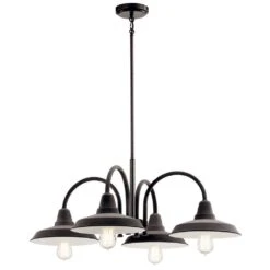 Marrus 4 Light 32 Inch Weathered Zinc Chandelier Ceiling Light, 1 Tier Small