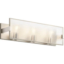 Logan 3 Light 25 Inch Satin Nickel Linear Bath Large Wall Light, Large