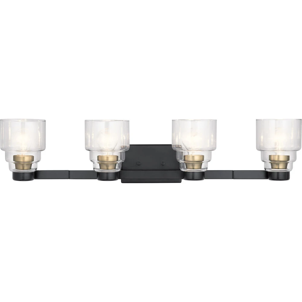 Vionnet 4 Light 34 Inch Black Wall Mt Bath 4 Arm Wall Light In Clear 2 Vionnet 4 Light 34 Inch Black Wall Mt Bath 4 Arm Wall Light In Clear - Image 2