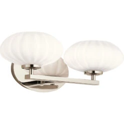 Pim 2 Light 16 Inch Polished Nickel Wall Mt Bath 2 Arm Wall Light