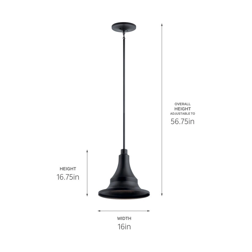 Hampshire 1 Light 16 Inch Textured Black Outdoor Hanging Pendant 4 Hampshire 1 Light 16 Inch Textured Black Outdoor Hanging Pendant - Image 4
