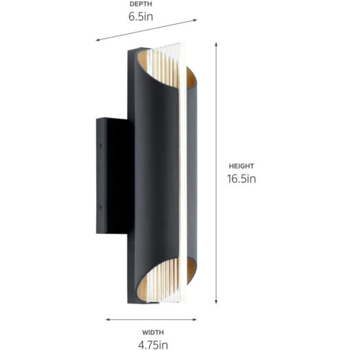 Astalis LED 16.5 Inch Textured Black Outdoor Wall Sconce, Medium