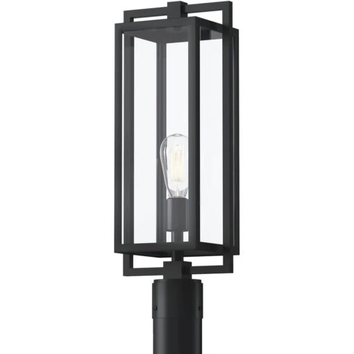 Goson 1 Light 21 Inch Black Outdoor Post Lantern