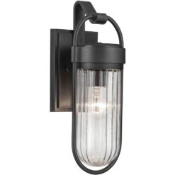 Brix 1 Light 16 Inch Black Textured Outdoor Wall, Small