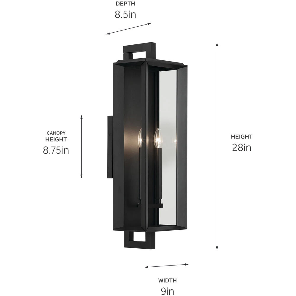Kroft 2 Light 28 Inch Black Textured Outdoor Wall, X-Large 4 Kroft 2 Light 28 Inch Black Textured Outdoor Wall, X-Large - Image 4