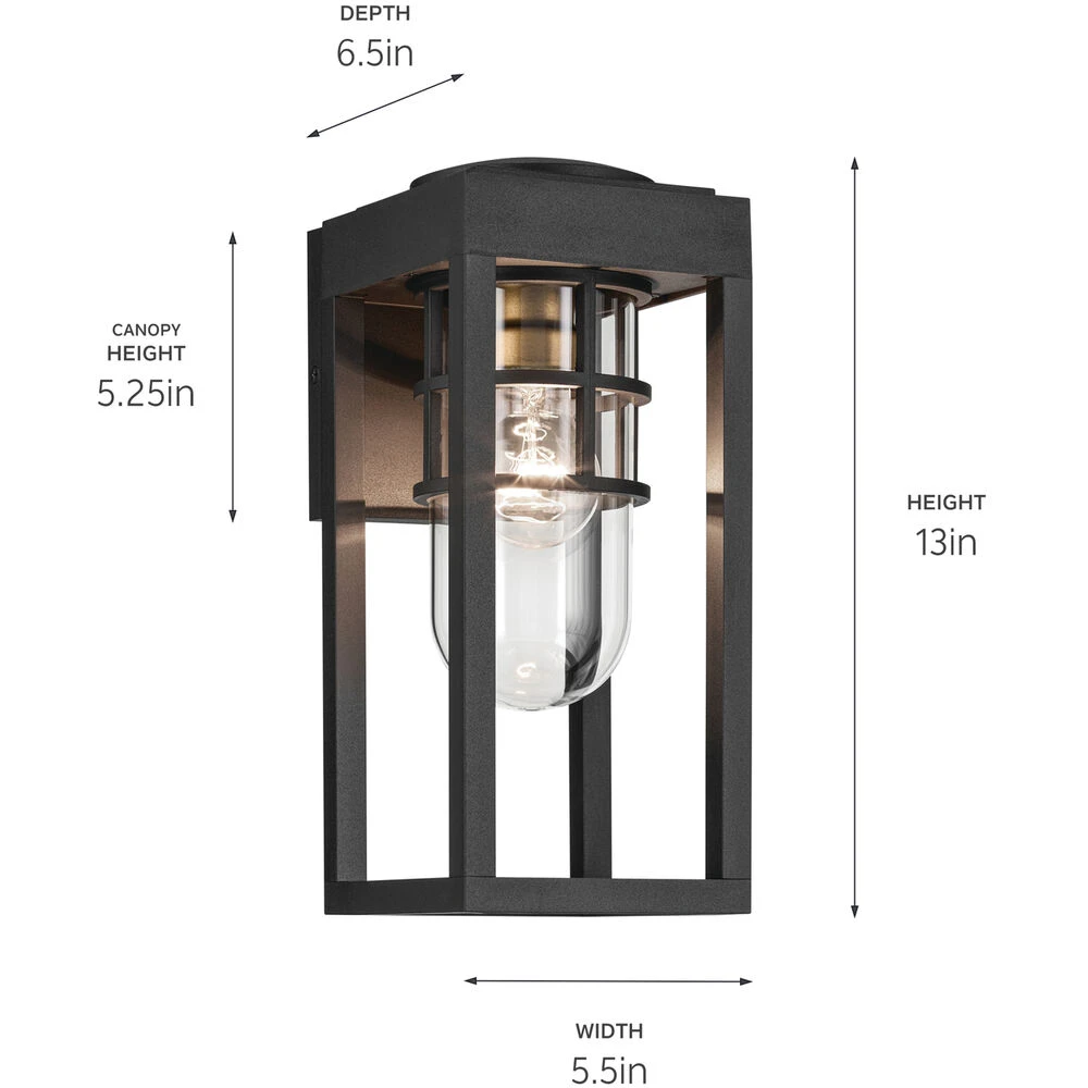 Hone 1 Light 13 Inch Black Textured Outdoor Wall, Small 4 Hone 1 Light 13 Inch Black Textured Outdoor Wall, Small - Image 4