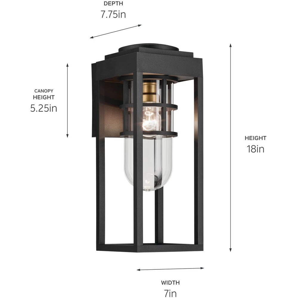 Hone 1 Light 18 Inch Black Textured Outdoor Wall, Medium 4 Hone 1 Light 18 Inch Black Textured Outdoor Wall, Medium - Image 4