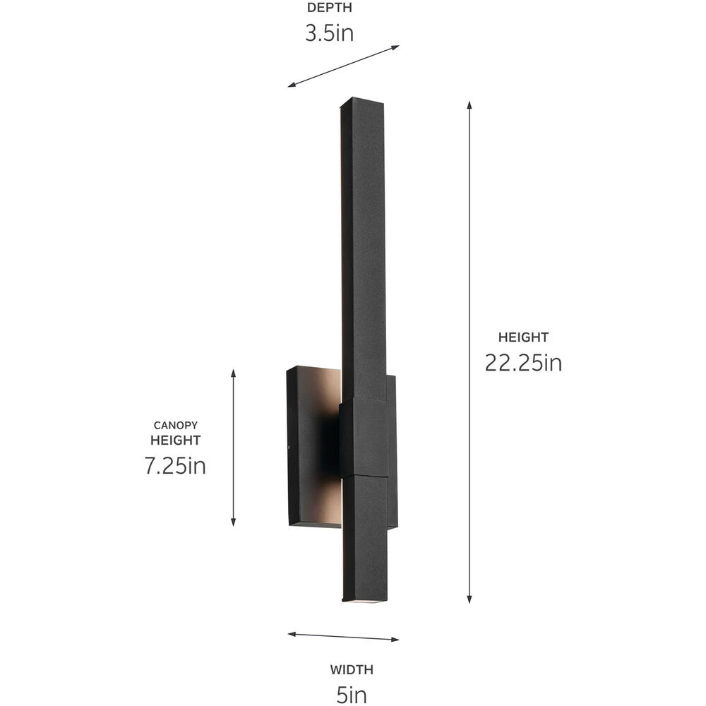 Nocar LED 22.25 Inch Black Textured Outdoor Wall, Medium 3 Nocar LED 22.25 Inch Black Textured Outdoor Wall, Medium - Image 3
