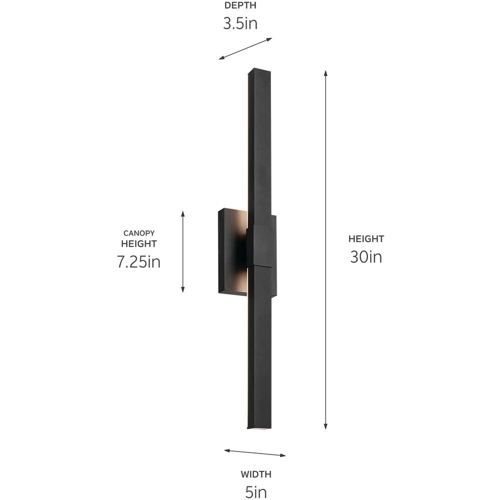 Nocar LED 30 Inch Black Textured Outdoor Wall, Large 3 Nocar LED 30 Inch Black Textured Outdoor Wall, Large - Image 3