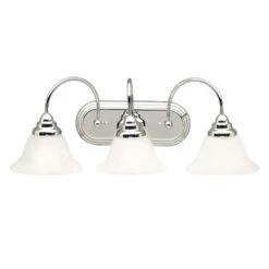 Telford 3 Light 25 Inch Chrome Wall Mt Bath 3 Arm Wall Light In Alabaster Swirl