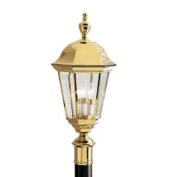 Grove Mill 3 Light 25 Inch Polished Brass Outdoor Post Lantern