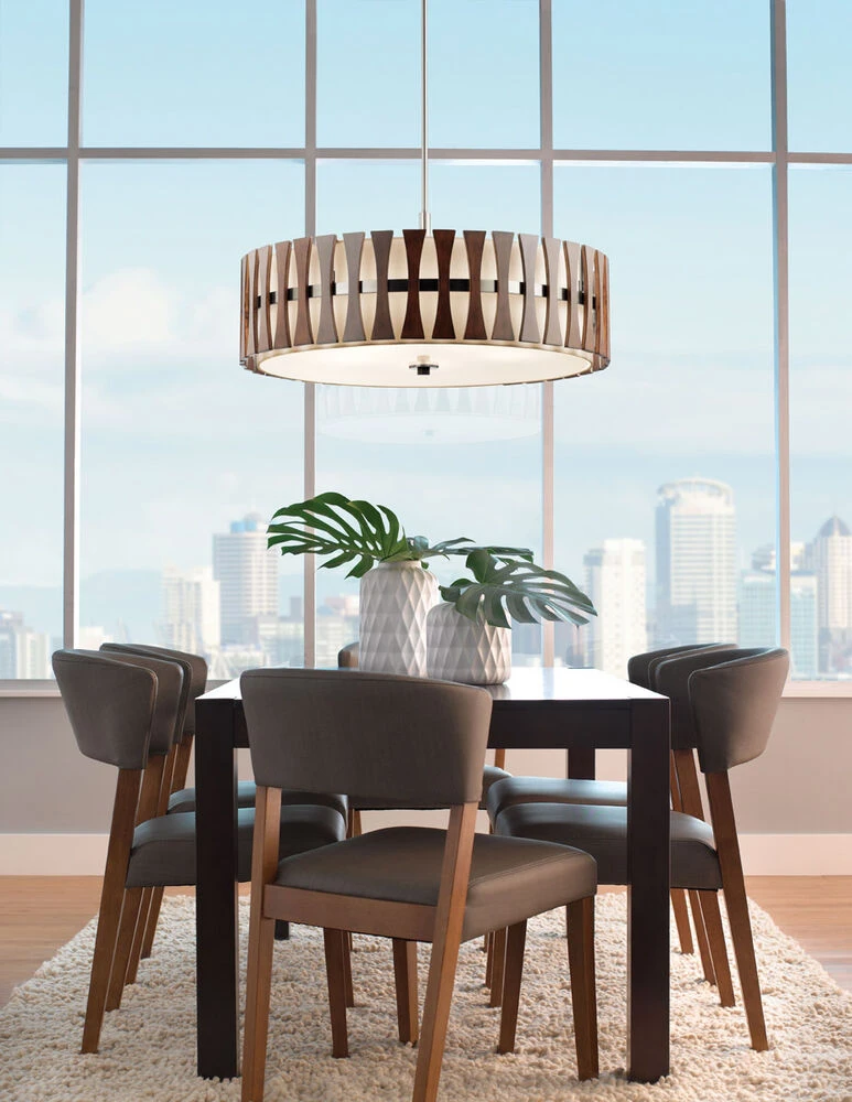 Cirus 5 Light 30 Inch Auburn Stained Pendant/Semi Flush Ceiling Light 3 Cirus 5 Light 30 Inch Auburn Stained Pendant/Semi Flush Ceiling Light - Image 3