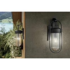 Brix 1 Light 19.25 Inch Black Textured Outdoor Wall, Medium 25 Brix 1 Light 19.25 Inch Black Textured Outdoor Wall, Medium -Lighting Promotional Store deck brix 59124bkt detail day 1a