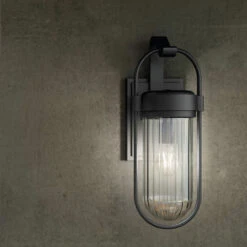 Brix 1 Light 19.25 Inch Black Textured Outdoor Wall, Medium 26 Brix 1 Light 19.25 Inch Black Textured Outdoor Wall, Medium -Lighting Promotional Store deck brix 59124bkt detail day 1a square