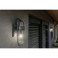 Brix 1 Light 19.25 Inch Black Textured Outdoor Wall, Medium 28 Brix 1 Light 19.25 Inch Black Textured Outdoor Wall, Medium -Lighting Promotional Store deck brix 59124bkt detail day 3a
