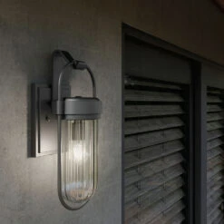 Brix 1 Light 19.25 Inch Black Textured Outdoor Wall, Medium 29 Brix 1 Light 19.25 Inch Black Textured Outdoor Wall, Medium -Lighting Promotional Store deck brix 59124bkt detail day 3a square