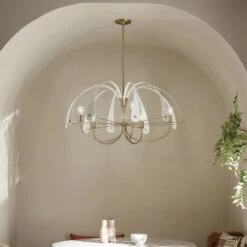 Petal LED 42.5 Inch Champange Bronze With Black Or White Chandelier Ceiling Light 23 Petal LED 42.5 Inch Champange Bronze With Black Or White Chandelier Ceiling Light -Lighting Promotional Store dining20room petal 52573cpzbk mid day alt 1b