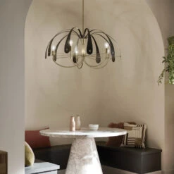 Petal LED 42.5 Inch Champange Bronze With Black Or White Chandelier Ceiling Light 24 Petal LED 42.5 Inch Champange Bronze With Black Or White Chandelier Ceiling Light -Lighting Promotional Store dining20room petal 52573cpzbk overall day 1b