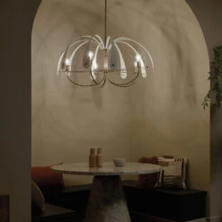 Petal LED 42.5 Inch Champange Bronze With Black Or White Chandelier Ceiling Light 27 Petal LED 42.5 Inch Champange Bronze With Black Or White Chandelier Ceiling Light -Lighting Promotional Store dining20room petal 52573cpzbk overall night alt 1b