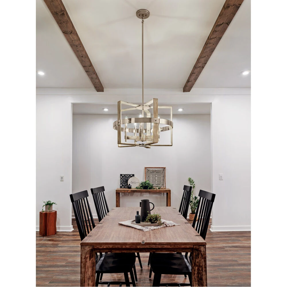 Peyton 5 Light 26 Inch White Washed Wood Chandelier 1 Tier Medium Ceiling Light, Medium 4 Peyton 5 Light 26 Inch White Washed Wood Chandelier 1 Tier Medium Ceiling Light, Medium - Image 4