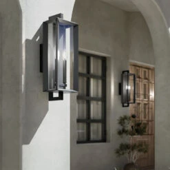 Kroft 2 Light 28 Inch Black Textured Outdoor Wall, X-Large 30 Kroft 2 Light 28 Inch Black Textured Outdoor Wall, X-Large -Lighting Promotional Store exterior fountain kroft 59134bkt detail day 2a square