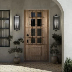 Kroft 2 Light 28 Inch Black Textured Outdoor Wall, X-Large 36 Kroft 2 Light 28 Inch Black Textured Outdoor Wall, X-Large -Lighting Promotional Store exterior fountain kroft 59134bkt detail day 4b square