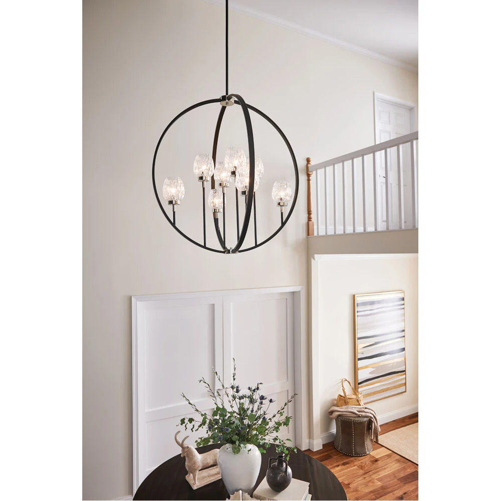 Moyra 8 Light 36 Inch Black Chandelier 1 Tier Large Ceiling Light, Large 3 Moyra 8 Light 36 Inch Black Chandelier 1 Tier Large Ceiling Light, Large - Image 3