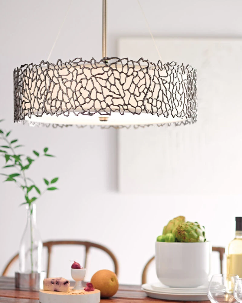Silver Coral 4 Light 22 Inch Classic Pewter Chandelier Round Pendant Ceiling Light 2 Silver Coral 4 Light 22 Inch Classic Pewter Chandelier Round Pendant Ceiling Light - Image 2