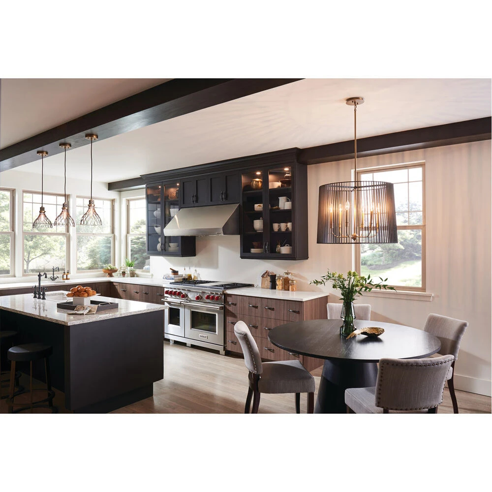 Linara 6 Light 26 Inch Black Chandelier Round Pendant Ceiling Light 2 Linara 6 Light 26 Inch Black Chandelier Round Pendant Ceiling Light - Image 2