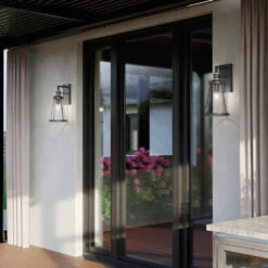 Talman 1 Light 18 Inch Black Textured Outdoor Wall, Medium 26 Talman 1 Light 18 Inch Black Textured Outdoor Wall, Medium -Lighting Promotional Store livingroom talman 59147bkt detail day 1a square