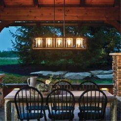 Morelle 5 Light 11 Inch Black Outdoor Chandelier 12 Morelle 5 Light 11 Inch Black Outdoor Chandelier -Lighting Promotional Store patio morelle 49309bk night overall 2